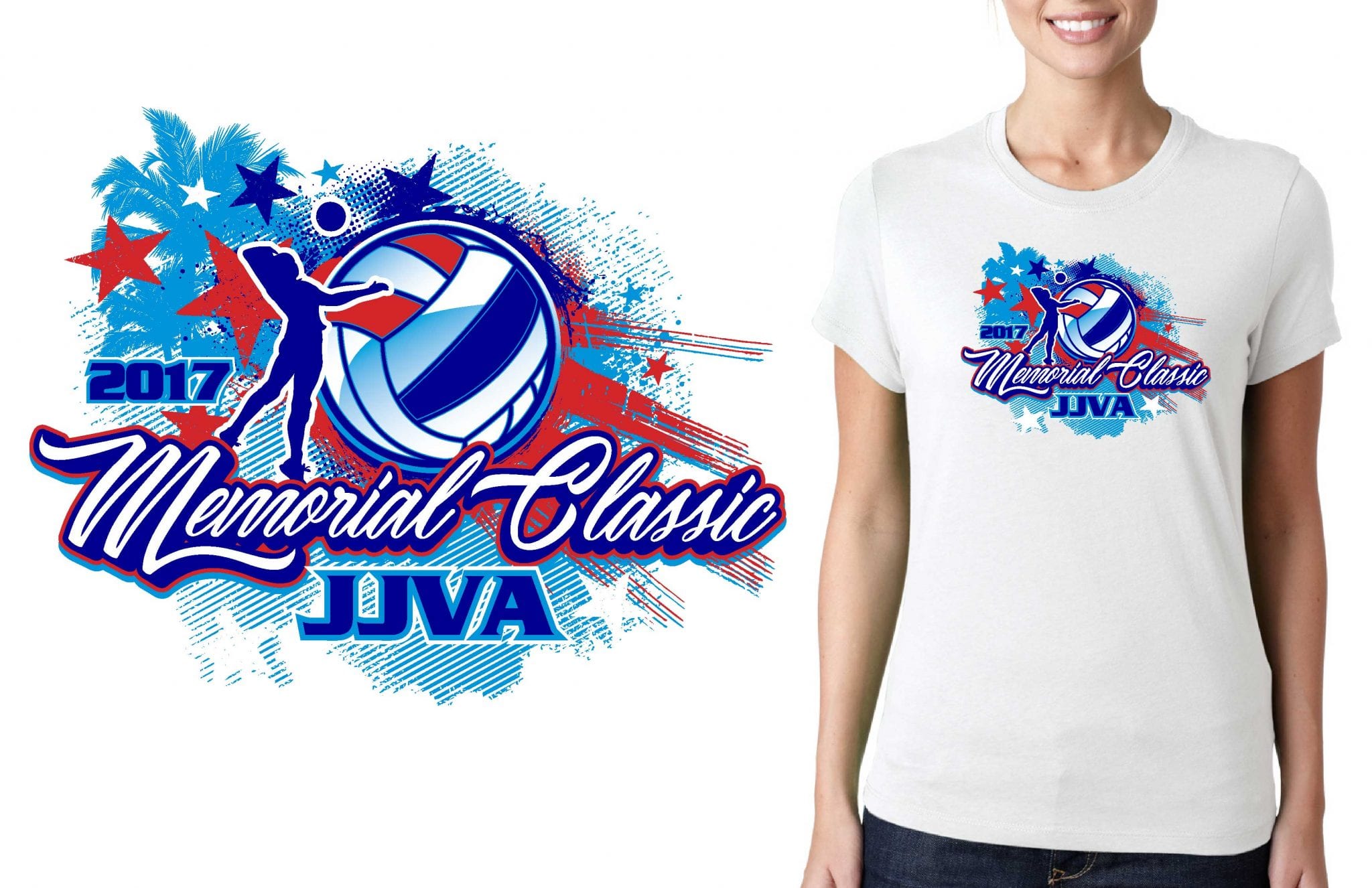 2017 Memorial Classic vector logo design for volleyball t-shirt UrArtStudio