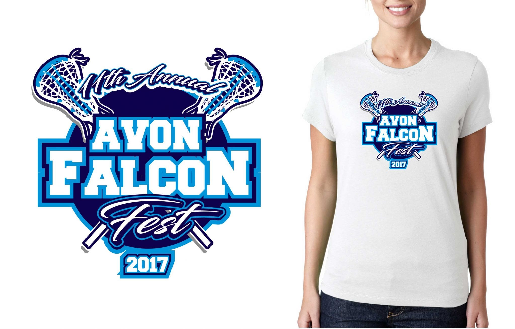 LACROSSE LOGO for 11th-Annual-Avon-Falcon-Fest T-SHIRT UrArtStudio