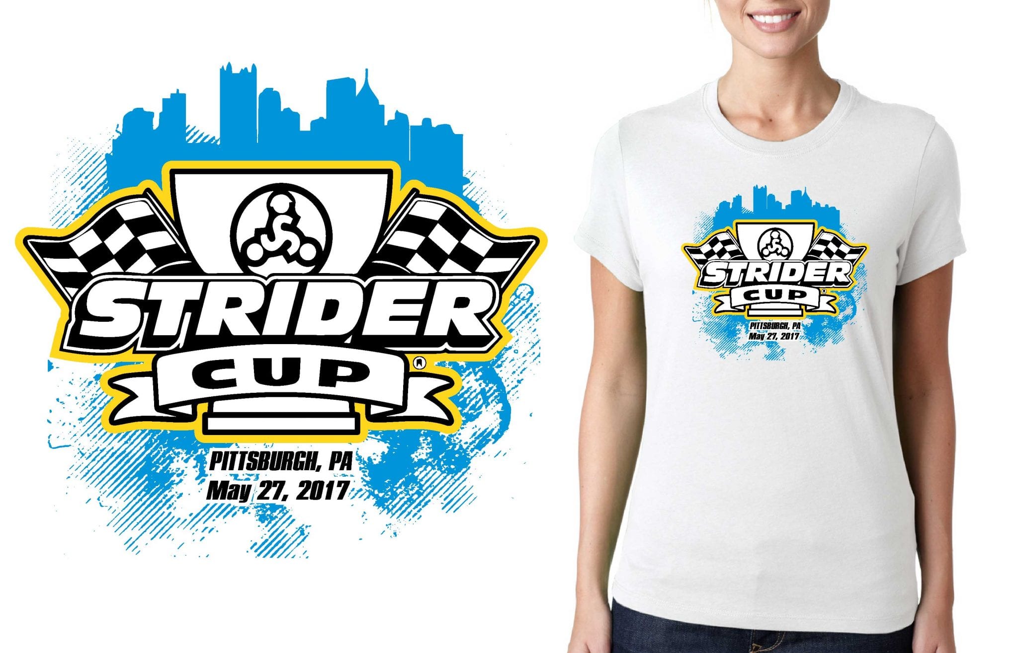 2017 Strider Cup Pittsburg PA logo design for cycling t-shirt UrArtStudio