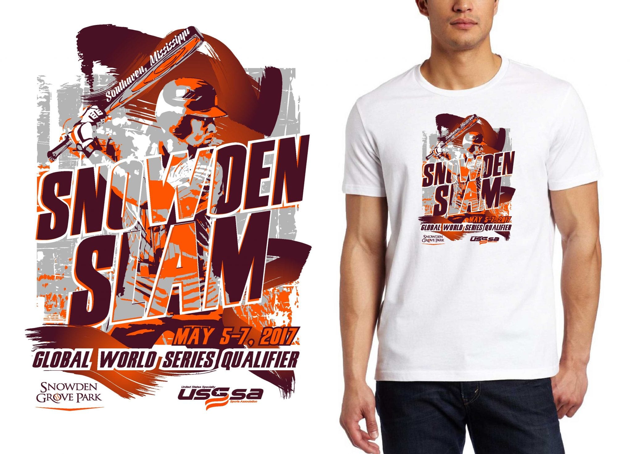 BASEBALL LOGO for Snowden-Slam T-SHIRT UrArtStudio