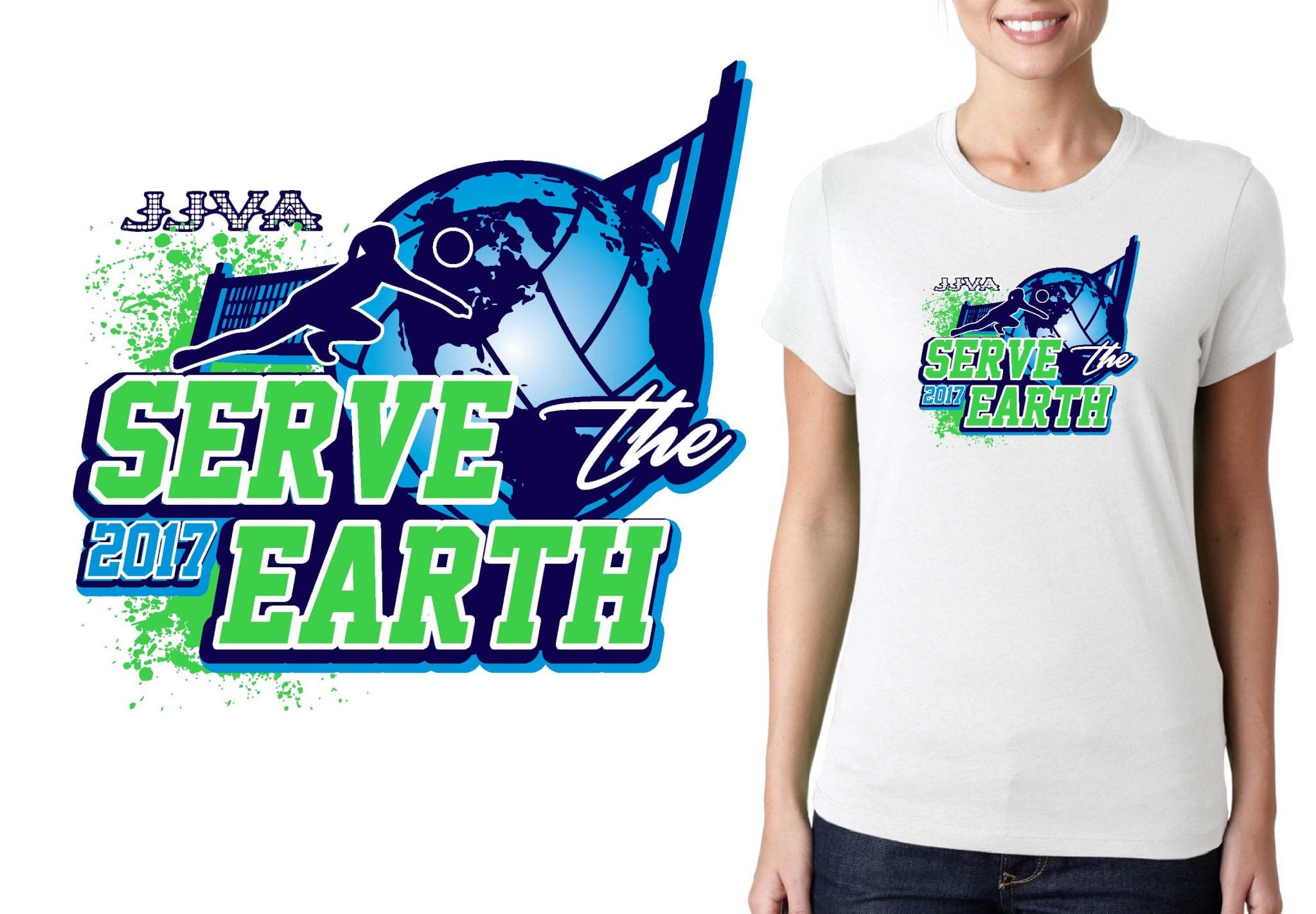 VOLLEYBALL TSHIRT LOGO DESIGN Serve-the-Earth BY UrArtStudio