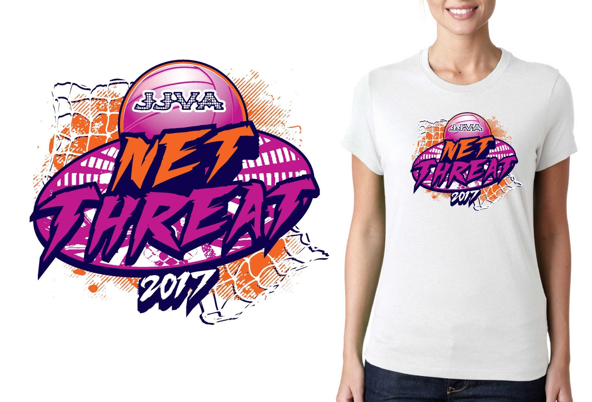 VOLLEYBALL TSHIRT LOGO DESIGN 2017-Net-Threat BY UrArtStudio