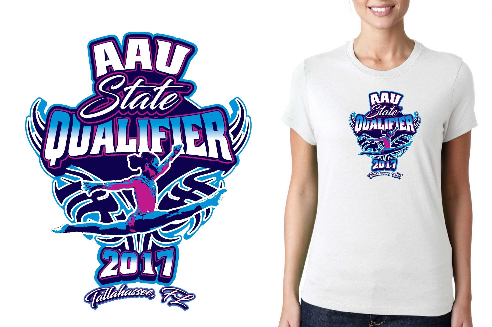 2017 1st AAU North Qualifier vector logo design for gymnastics t-shirt UrArtStudio