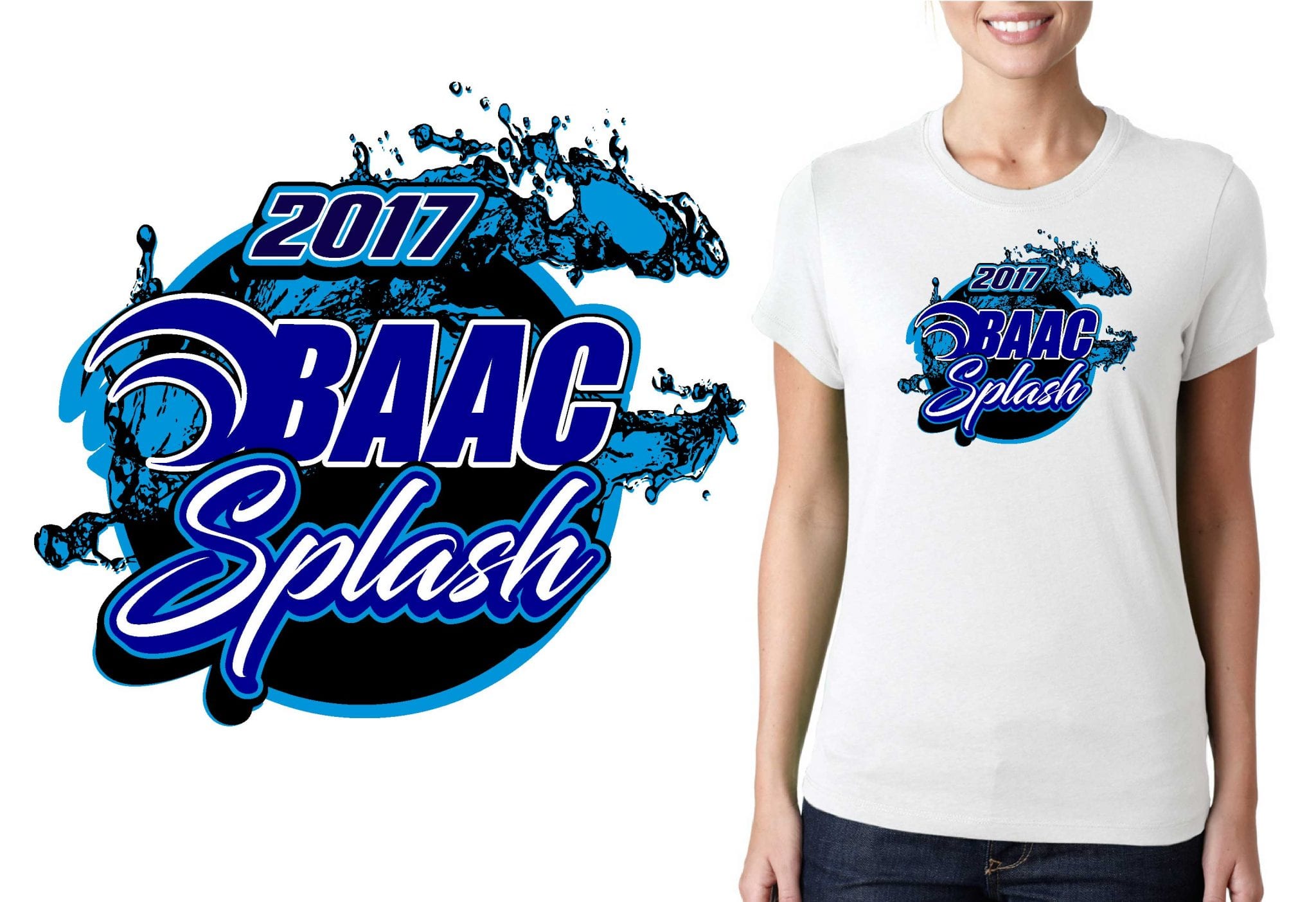 2017 BAAC Swim Meet vector logo design for swimming t-shirt UrArtStudio