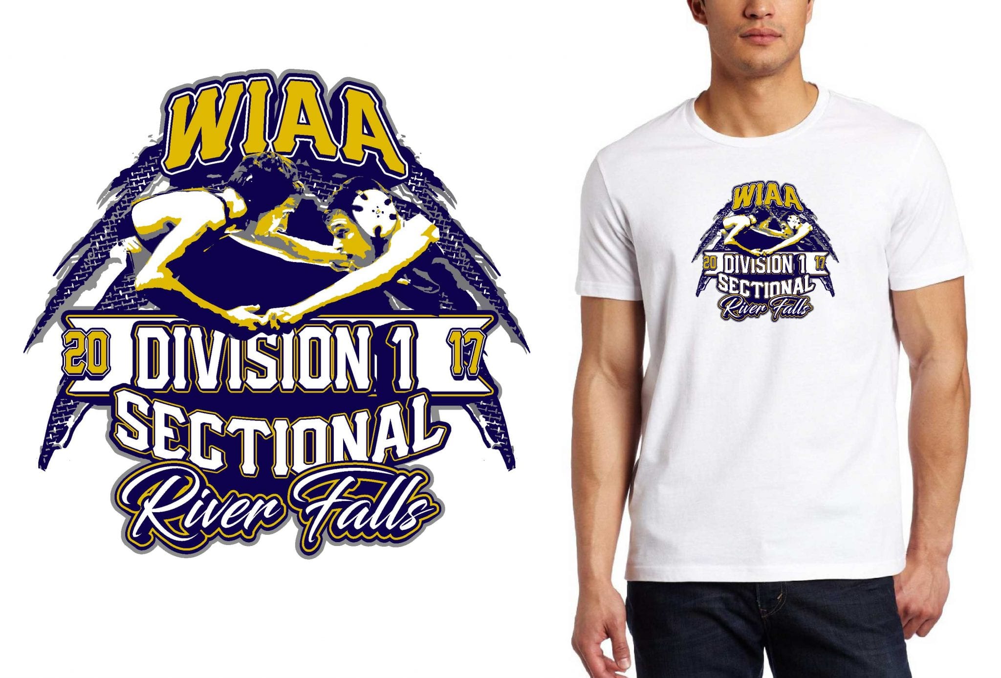 WRESTLING TSHIRT LOGO DESIGN Division-1-Sectional-A-River-Falls BY UrArtStudio