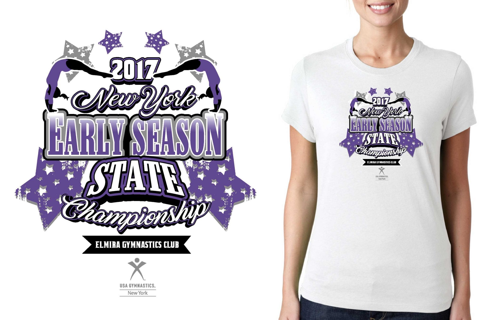 GYMNASTICS TSHIRT LOGO DESIGN NY-Early-Season-State-Championship BY UrArtStudio