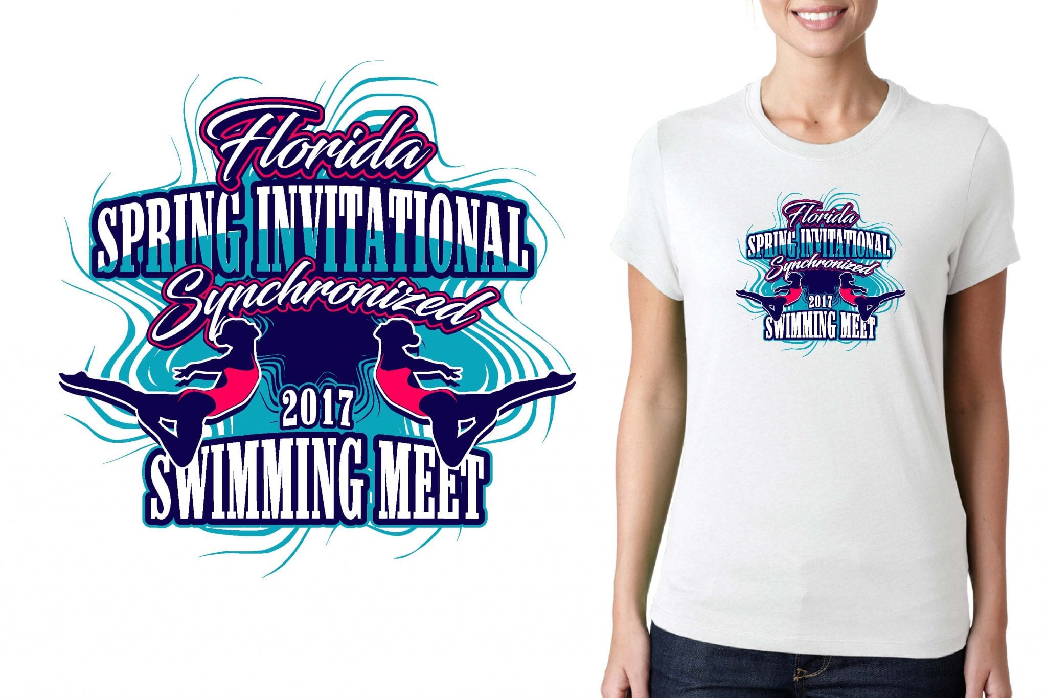 LOGO for Florida Winter Invitational Synchronized Swimming Meet T-SHIRT UrArtStudio