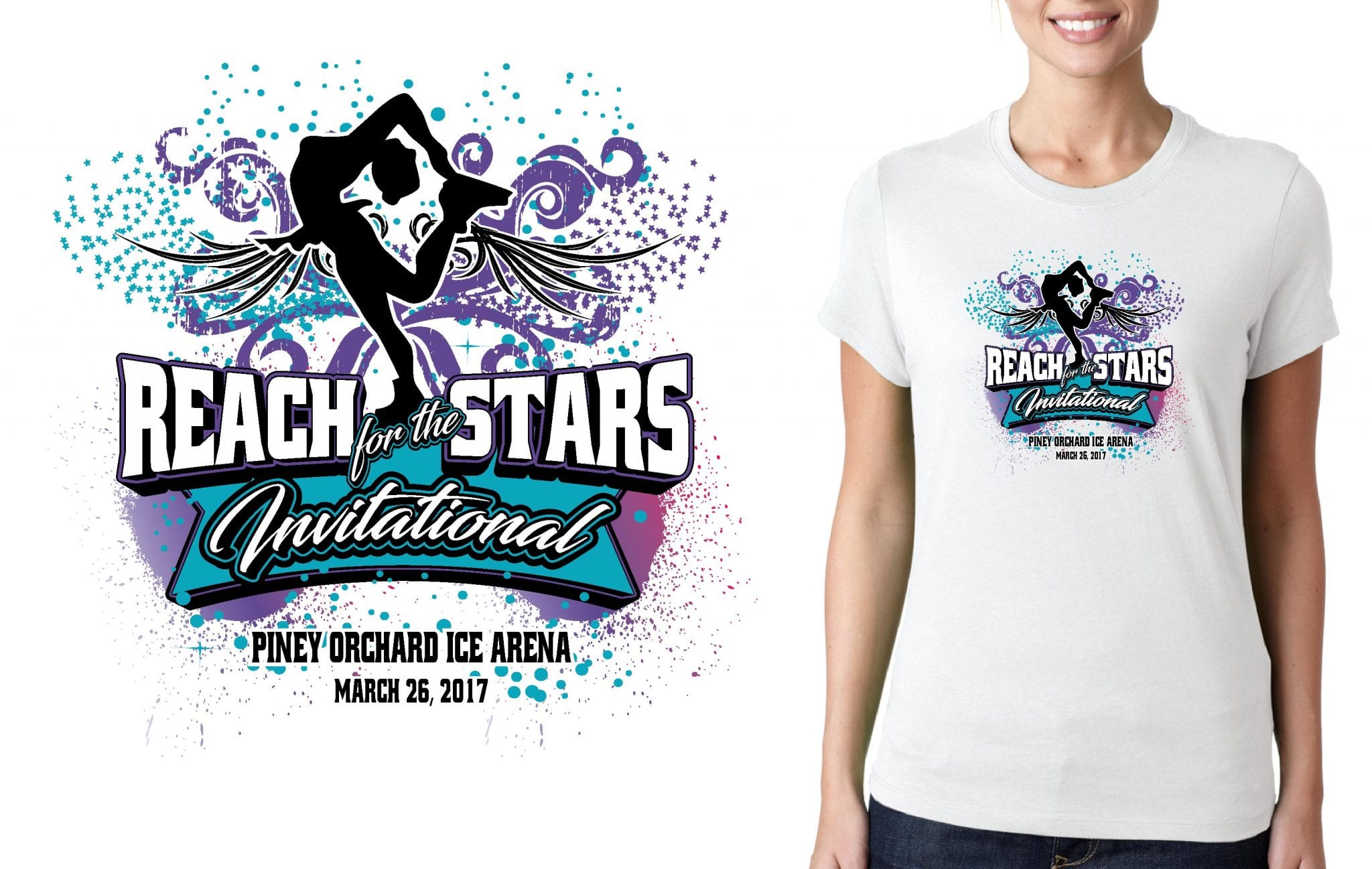 FIGURE SKATING LOGO for Reach-for-the-Stars T-SHIRT UrArtStudio