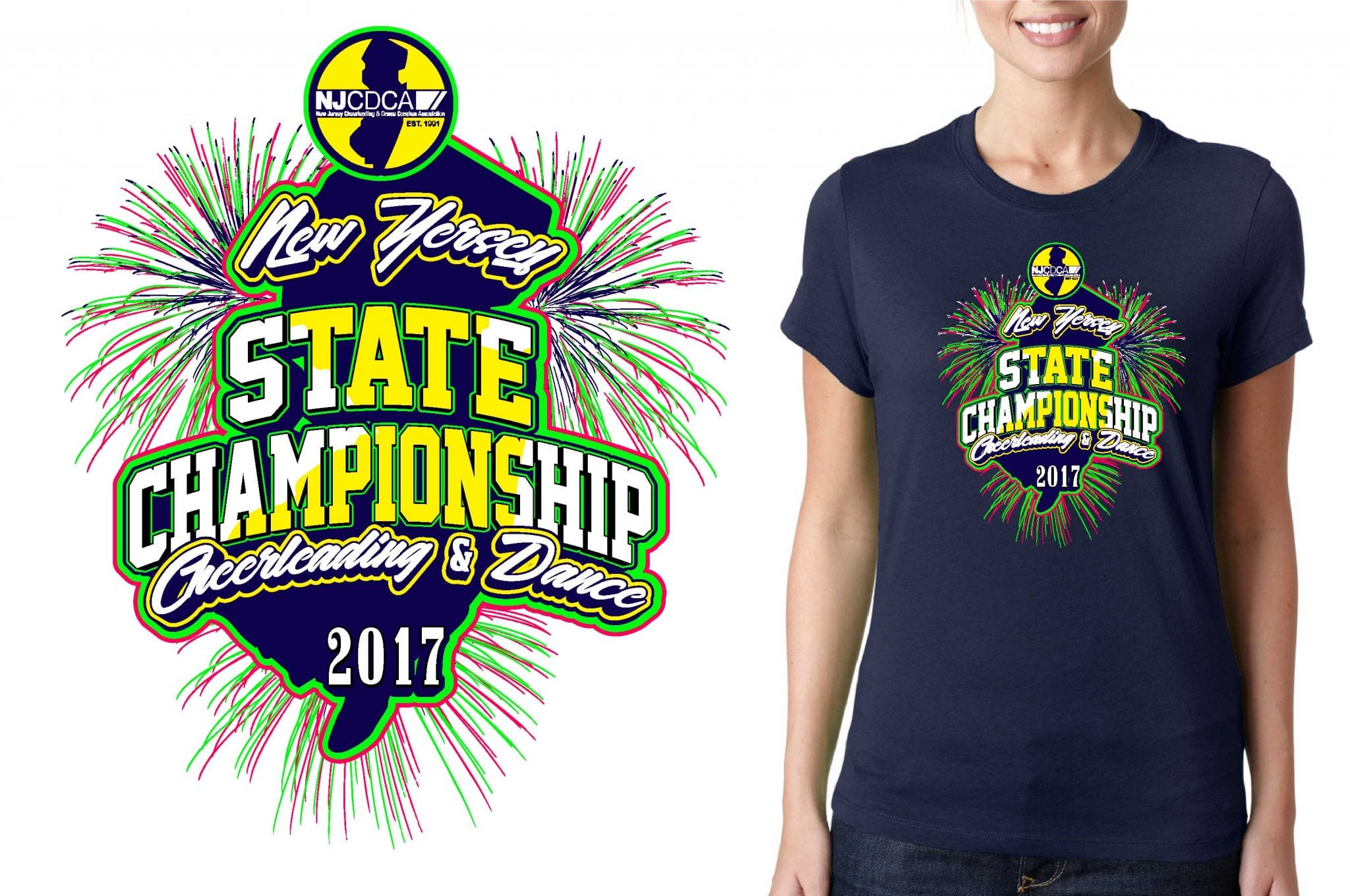 TSHIRT LOGO DESIGN NJCDCA-State-Cheerleading-Dance-Recreation-Championships UrArtStudio