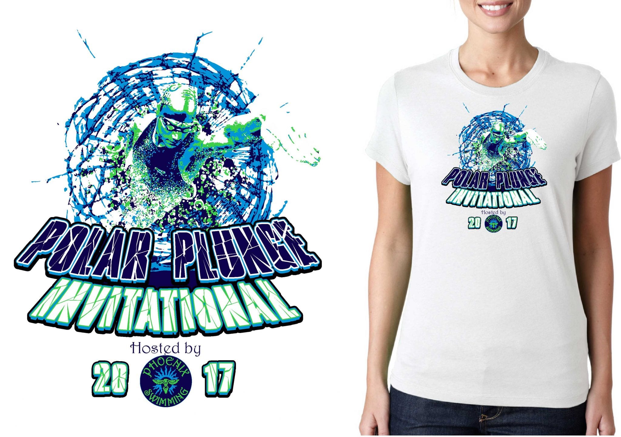 SWIMMING LOGO for Phoenix-Ice-Breaker-Invitational T-SHIRT UrArtStudio