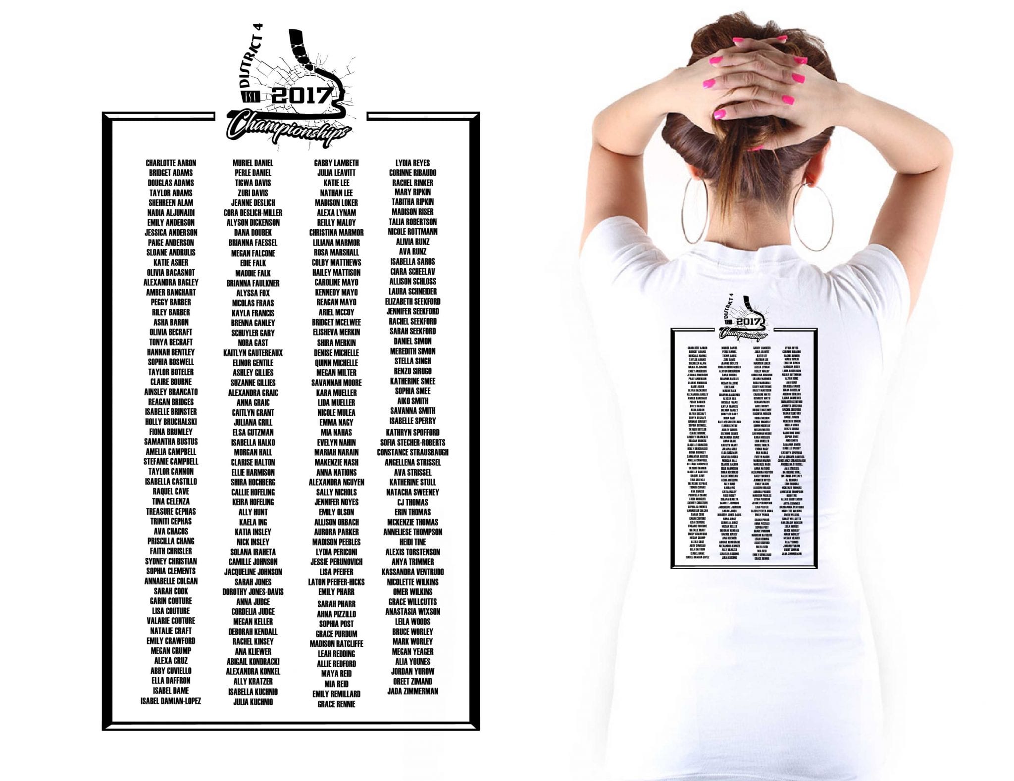 FIGURE SKATING T SHIRT ROSTER FRAME DESIGN ONE COLOR BLACK BY UrArtStudio FOR 2017 ISI District IV Championships