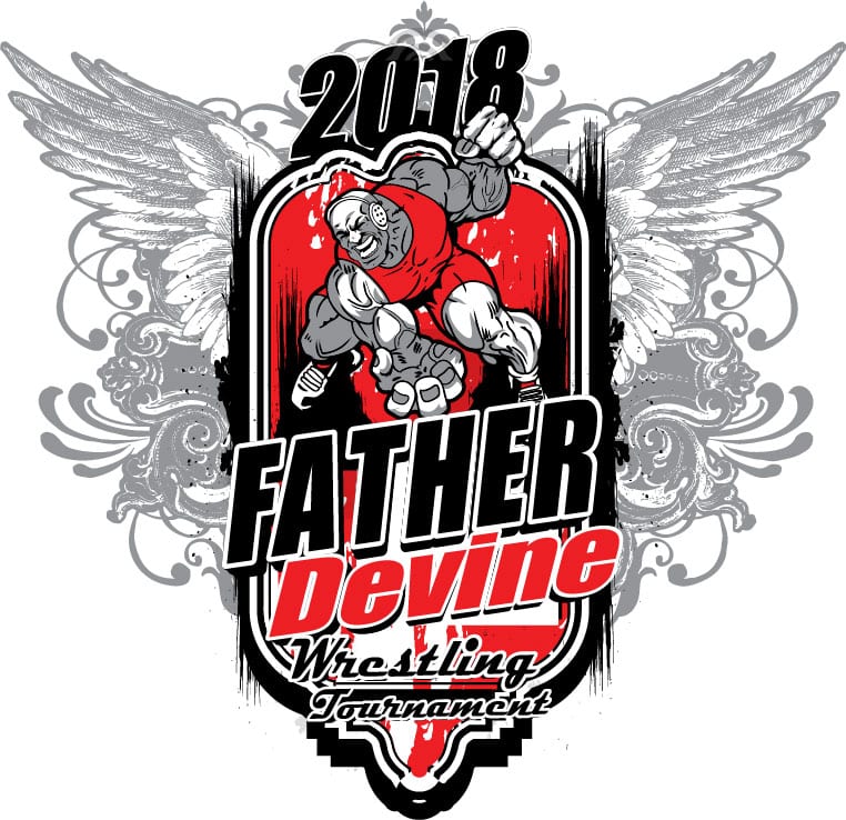 2018 Father Devine Wrestling Tournament, vector logo design for t-shirt by UrArtStudio