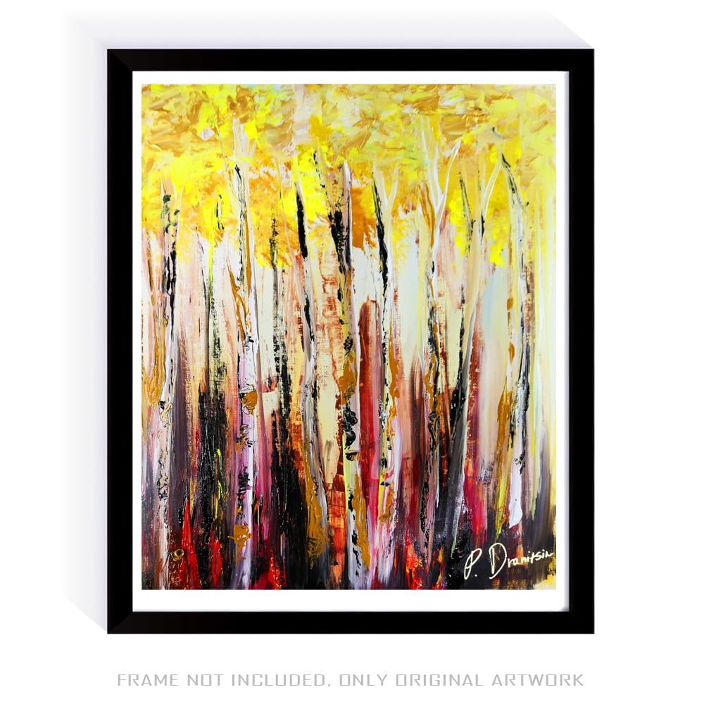 BIRCH TREE FOREST, ABSTRACT PAINTING BY PETER DRANITSIN