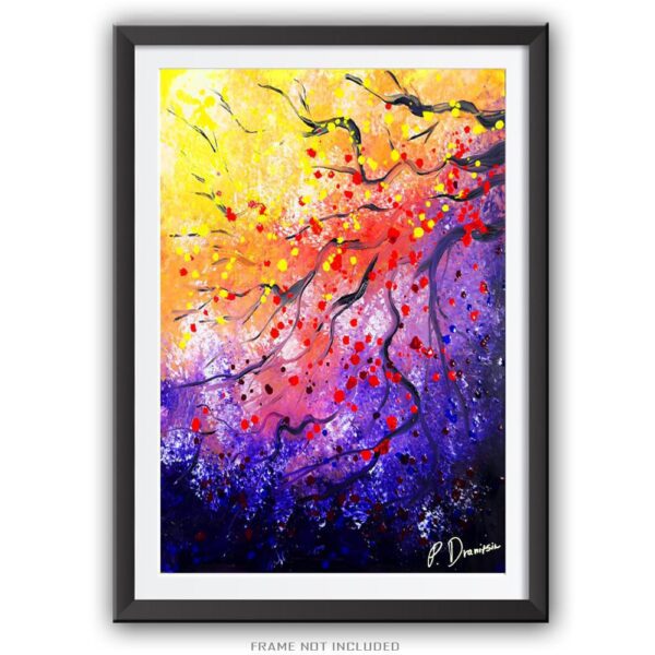 abstract painting of tree branches on abstract background