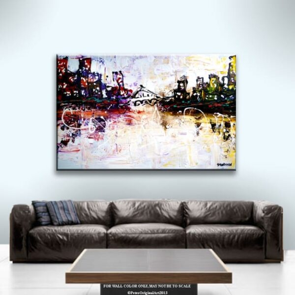 GLOBAL CITIES, ABSTRACT CITYSCAPE PAINTING BY PETER DRANITSIN