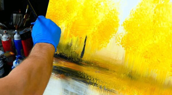 In this art video I will create beautiful fall season landscape painting. This landscape painting will be composed of yellow, red, orange autumn leaves on elegant trees, reflective lake and shorelines.