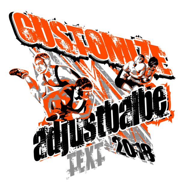 WRESTLING t-shirt logo design with adjustable text and all graphic elements