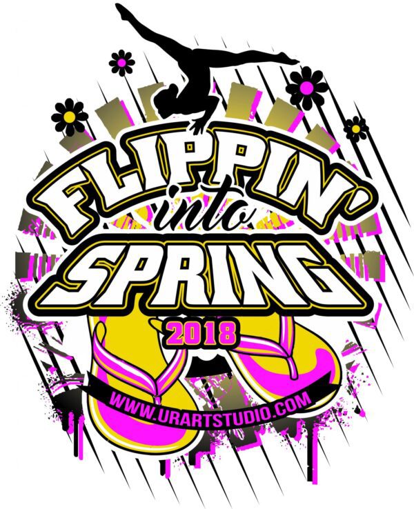 GYMNASTICS FLIPPIN INTO SPRING 2018 T-shirt vector logo design for print