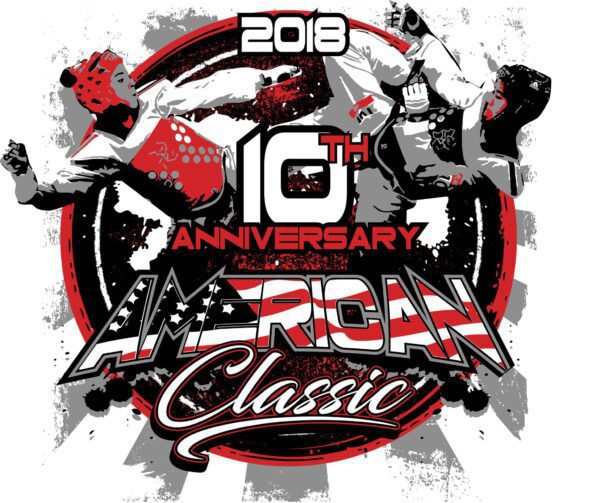 MARTIAL ARTS 10TH ANNIVERSARY AMERICAN CLASSIC 2018 T-shirt vector logo design for print