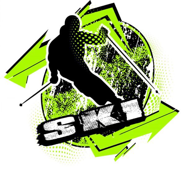 SKI T-shirt vector logo design for print