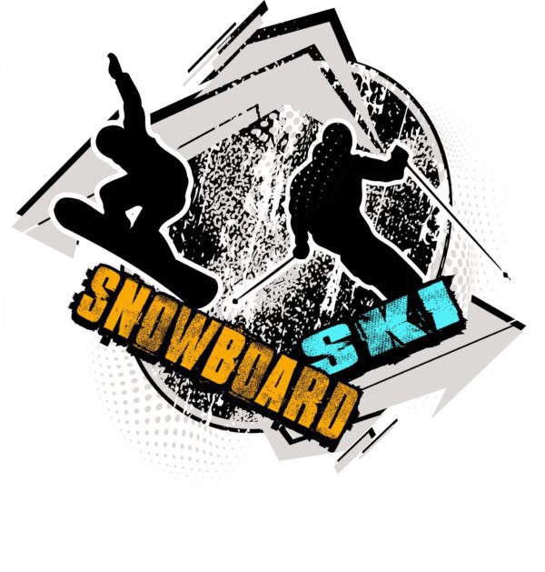 SNOWBOARD-AND-SKI-T-shirt-vector-logo-design-for-print