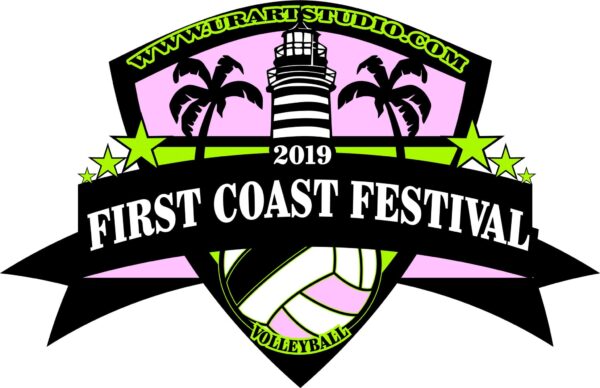 VOLLEYBALL FIRST COAST FESTIVAL 2019 T-shirt vector logo design for print