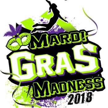 VOLLEYBALL MARDI GRAS MADNESS t-shirt vector logo design for print