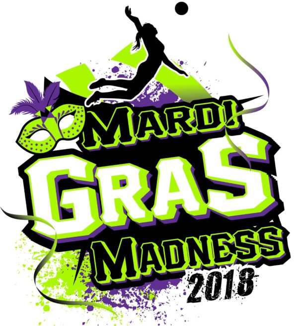 VOLLEYBALL MARDI GRAS MADNESS t-shirt vector logo design for print
