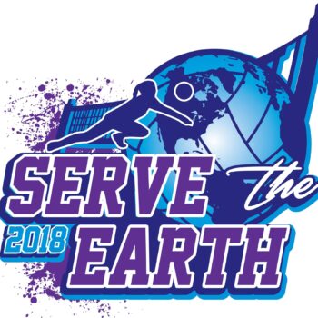 VOLLEYBALL SERVE THE EARTH 2018 t-shirt vector logo design for print