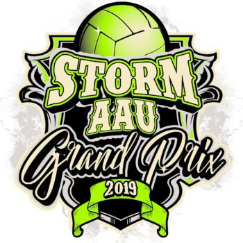 VOLLEYBALL STORM AAU GRAND PRIX 2019 T-shirt vector logo design for print