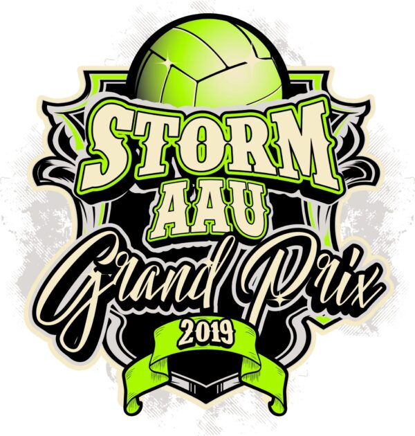 VOLLEYBALL STORM AAU GRAND PRIX 2019 T-shirt vector logo design for print
