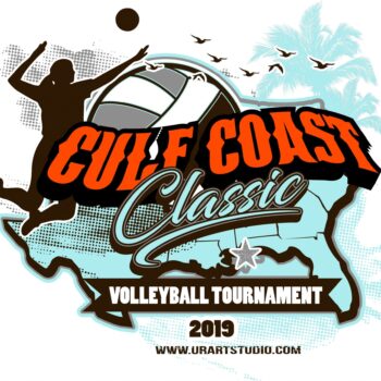 VOLLEYBALL TOURNAMENT GULF COAST CLASSIC 2019 T-shirt vector logo design for print