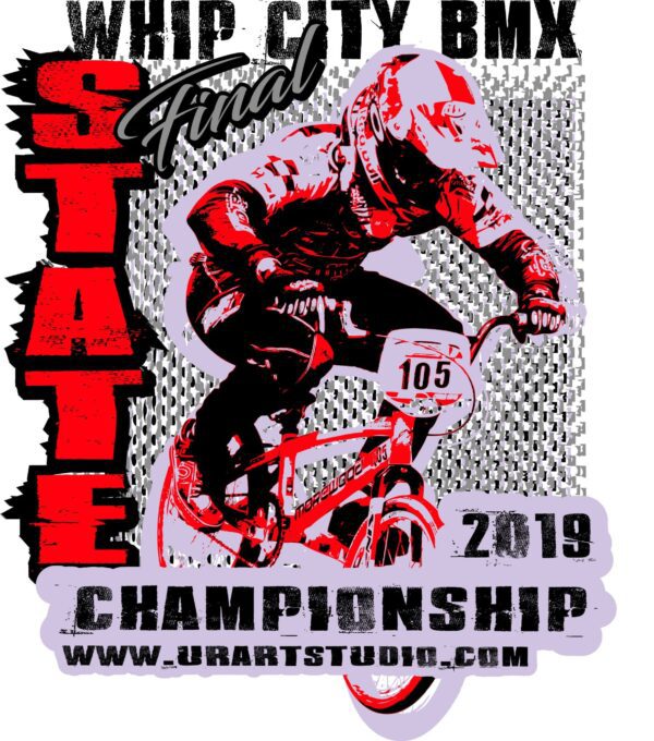 WHIP CITY BMX STATE CHAMPIONSHIP FINAL 2019 T-shirt vector logo design for print