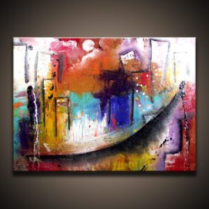 Acrylic City abstract painting by Peter Dranitsin