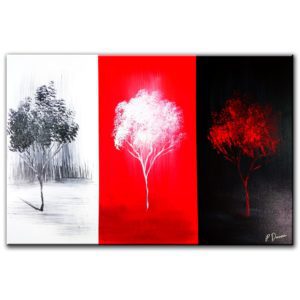 Three Channels abstract landscape painting red black white