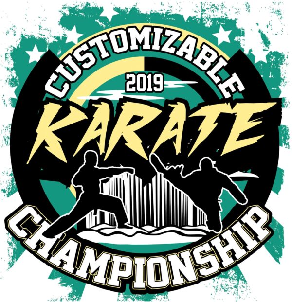 CUSTOMIZABLE 2019 KARATE CHAMPIONSHIP T-shirt vector logo design for print