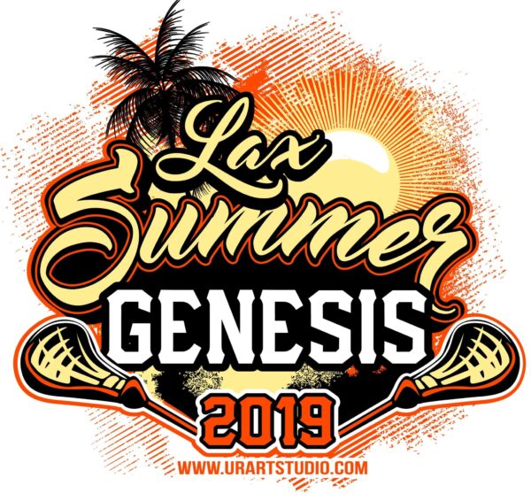 Lax SUMMER GENESIS Lacrosse customizable T-shirt vector logo design for print 2019