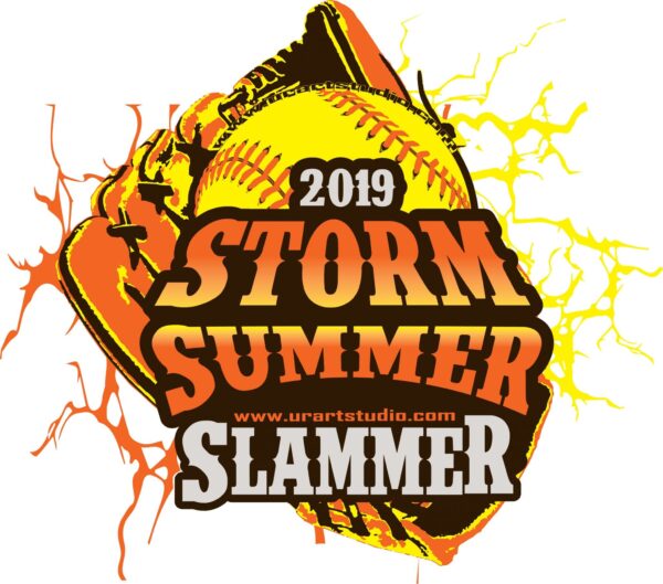 STORM SUMMER SLAMMER SOFTBALL customizable T-shirt vector logo design for print 2019