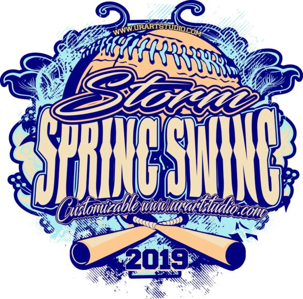 Storm Spring Swing Softball customizable T-shirt vector logo design for print 2019
