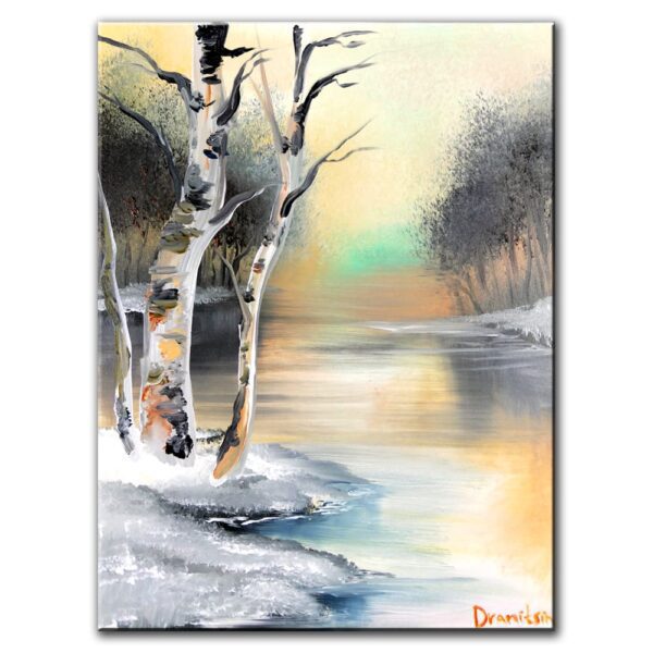 WINTER POEM BIRCH TREE PAINTING