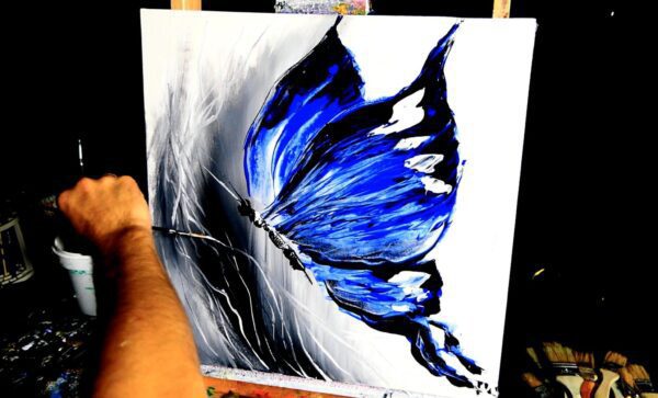 BLUE BUTTERFLY - abstract painting by Dranitsin
