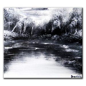 BLACK AND WHITE LANDSCAPE, original painting by Dranitsin