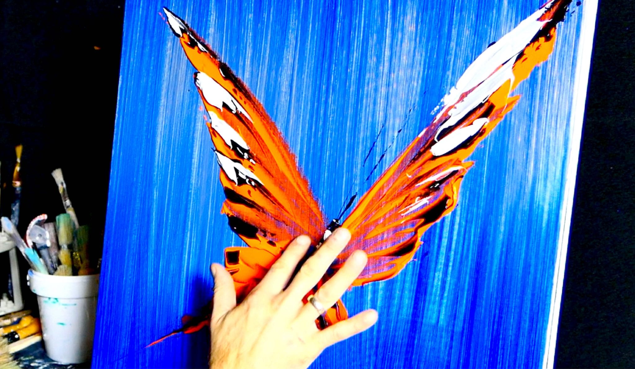 New FREE art video step by step video lesson is now available – ORANGE BUTTERFLY abstract painting