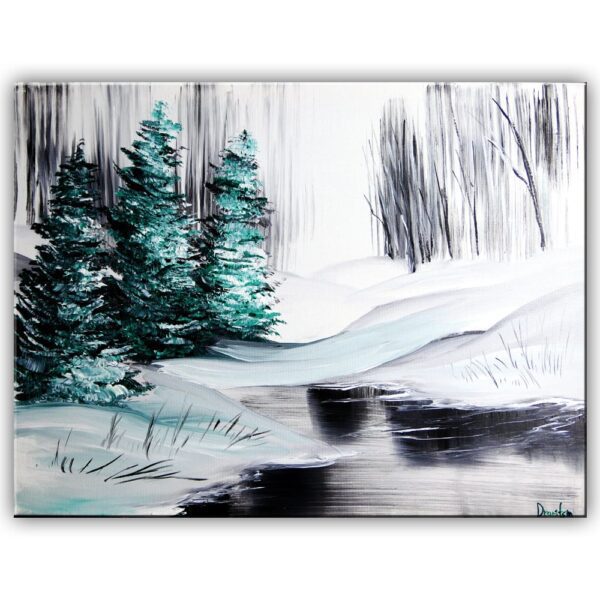 FROZEN POND, ACRYLIC PAINTING, BY DRANITSIN