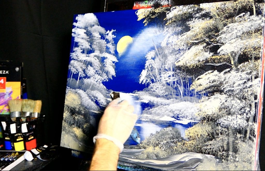 GOLDEN LANDSCAPE | SIMPLE OIL PAINTING FOR BEGINNERS | DRANITSIN