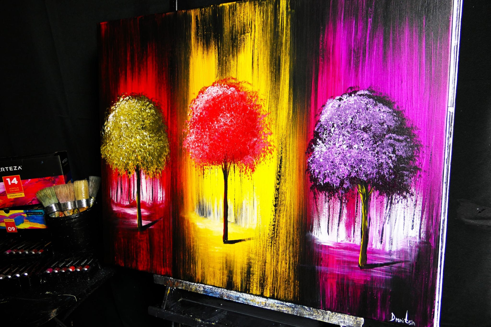 REFLECTED-COLOR-SIDE-VIEW-ORIGINAL-ACRYLIC-PAINTING-BY-DRANITSIN