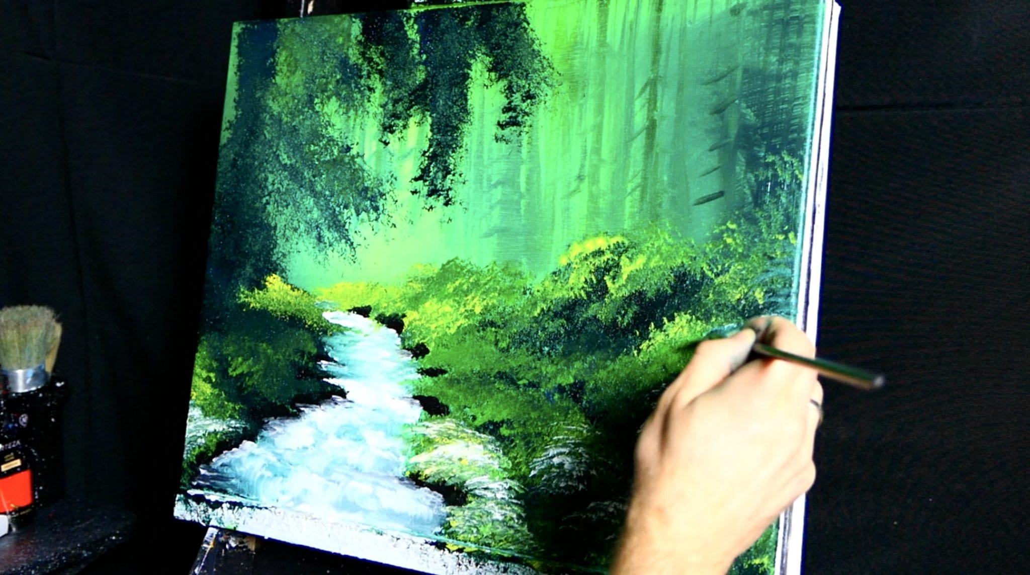 Painting a Turbulent Stream in a Deep Green Forest | Art Video Step-by-Step Demo