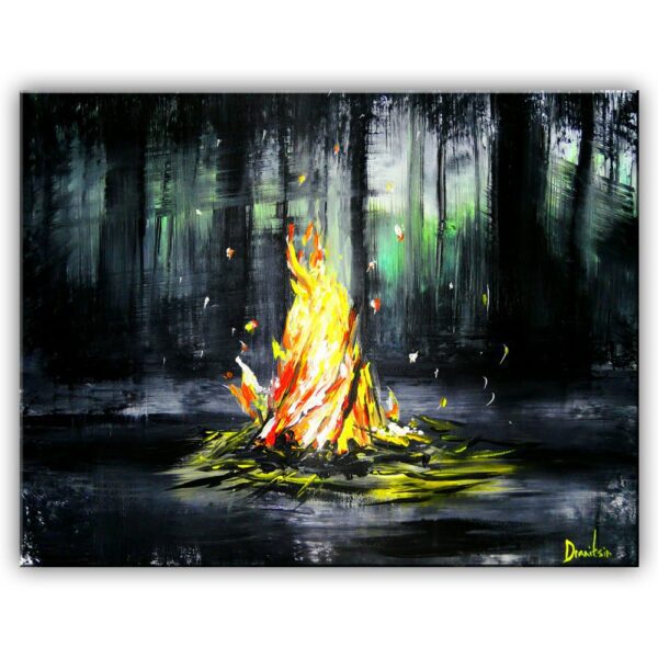 CAMP FIRE ACRYLIC PAINTING BY DRANITSIN