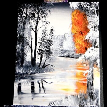 ORANGE TREE, ABSTRACT PAINTING, LANDSCAPE PAINTING, BY DRANITSIN