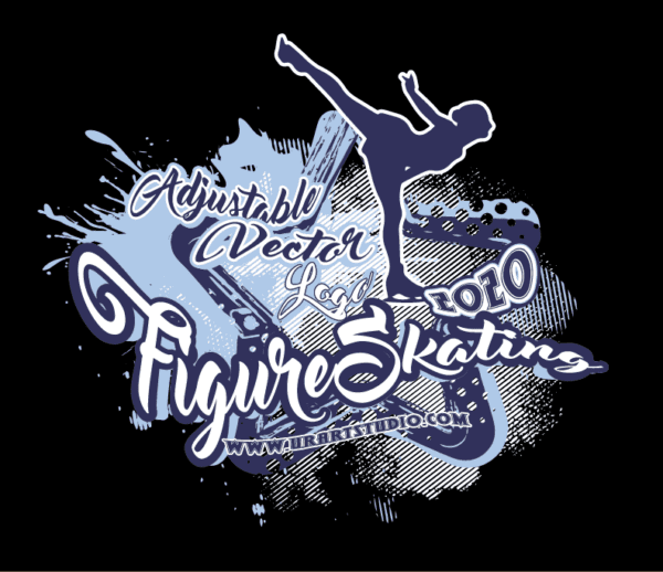 ICE SKATING, FIGURE SKATING Adjustable Vector Logo Design with Live Font 301